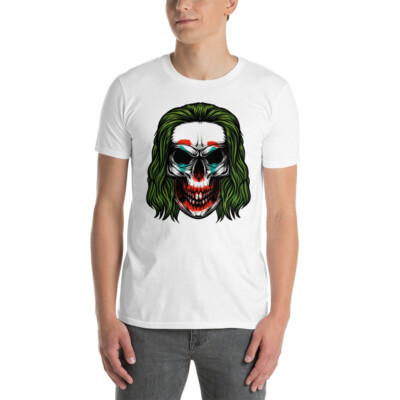 Joker Skull Unisex T-Shirt Gothic Death Grunge Rock Punk Biker Horror Emo