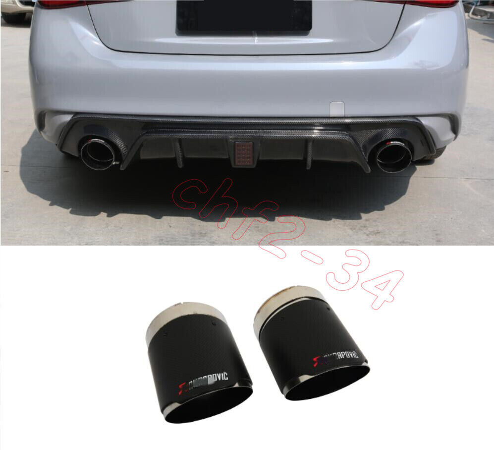 Fit For 20142022 Infiniti Q50 Carbon Rear Exhaust Muffler Tip Tail Pipe 2PCS eBay