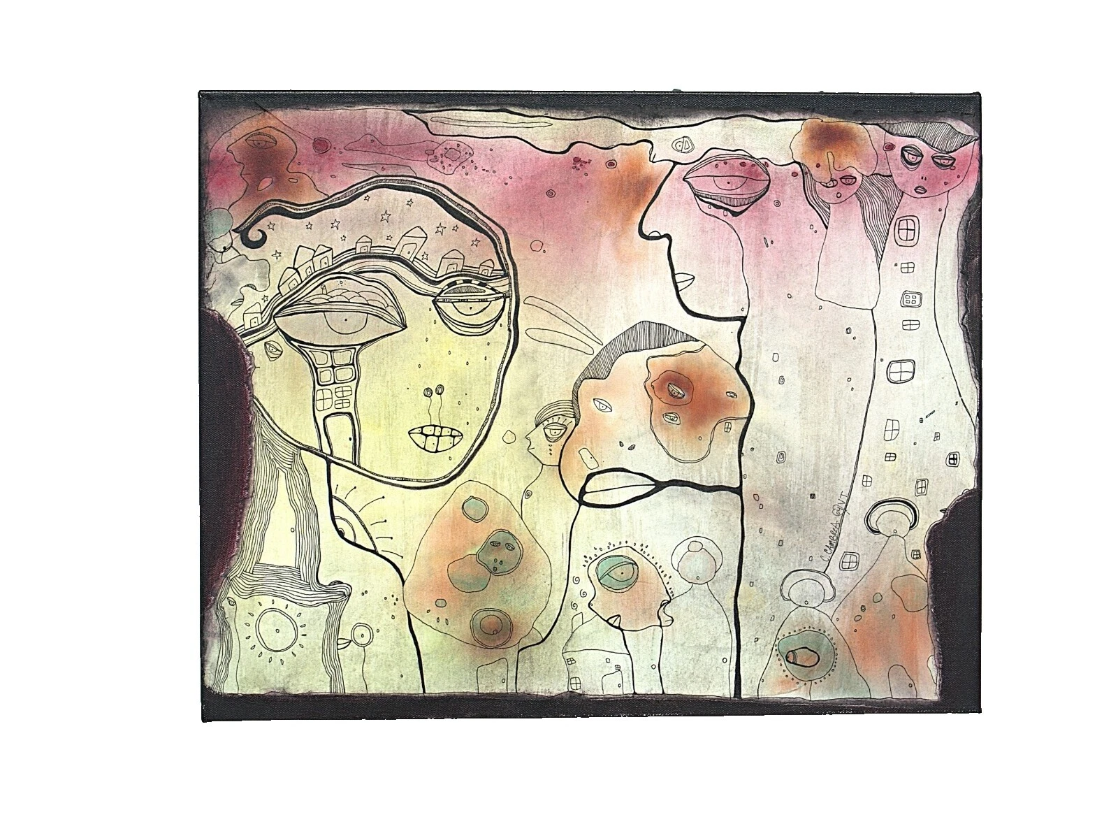 Acrílico Arte mixta y figuras de arte Collage