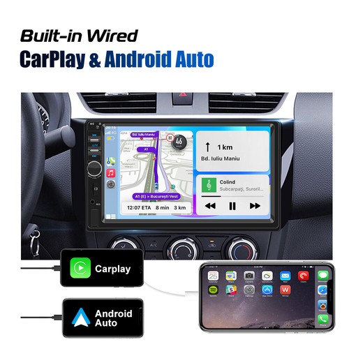 Single DIN 7" Car Stereo Head Unit Apple Carplay Android Auto Bluetooth USB+CAM - Picture 7 of 14