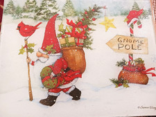NEW Christmas GNOME POLE GLASS CUTTING BOARD 11"x8 1/2", with Knife 5"
