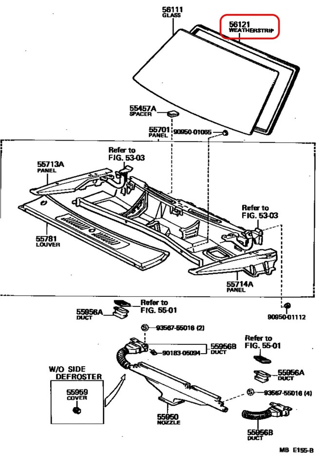 TOYOTA STARLET KP60 Genuine FRONT WEATHERSTRIP SEAL 56121-10110 OEM Japan - Image 3 of 4