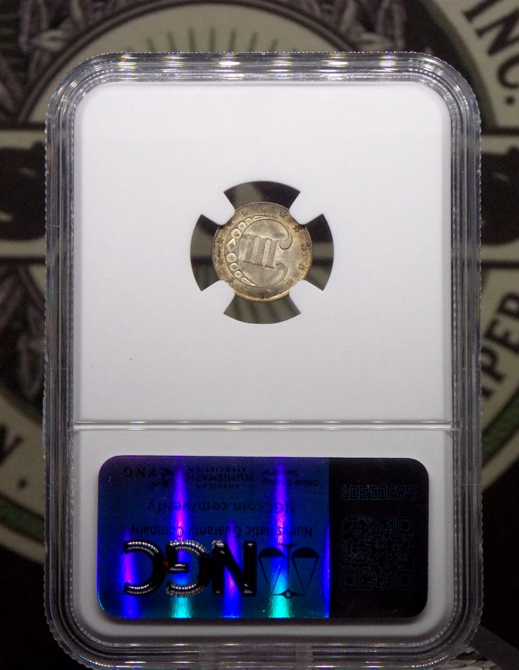 1851 Three Cent SILVER Piece **OBSOLETE** 3CS NGC MS65 Gem BU Unc ECC&C, Inc. - Image 4 of 4