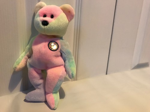 Ty Bear Birthday Multi-Color in Brown From Ty Bear Series Condition Used Damage 