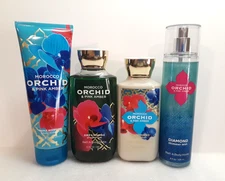 BBW Morocco Orchid & Pink Amber Diamond Shimmer Mist Cream Lotion Shower Gel 4pc