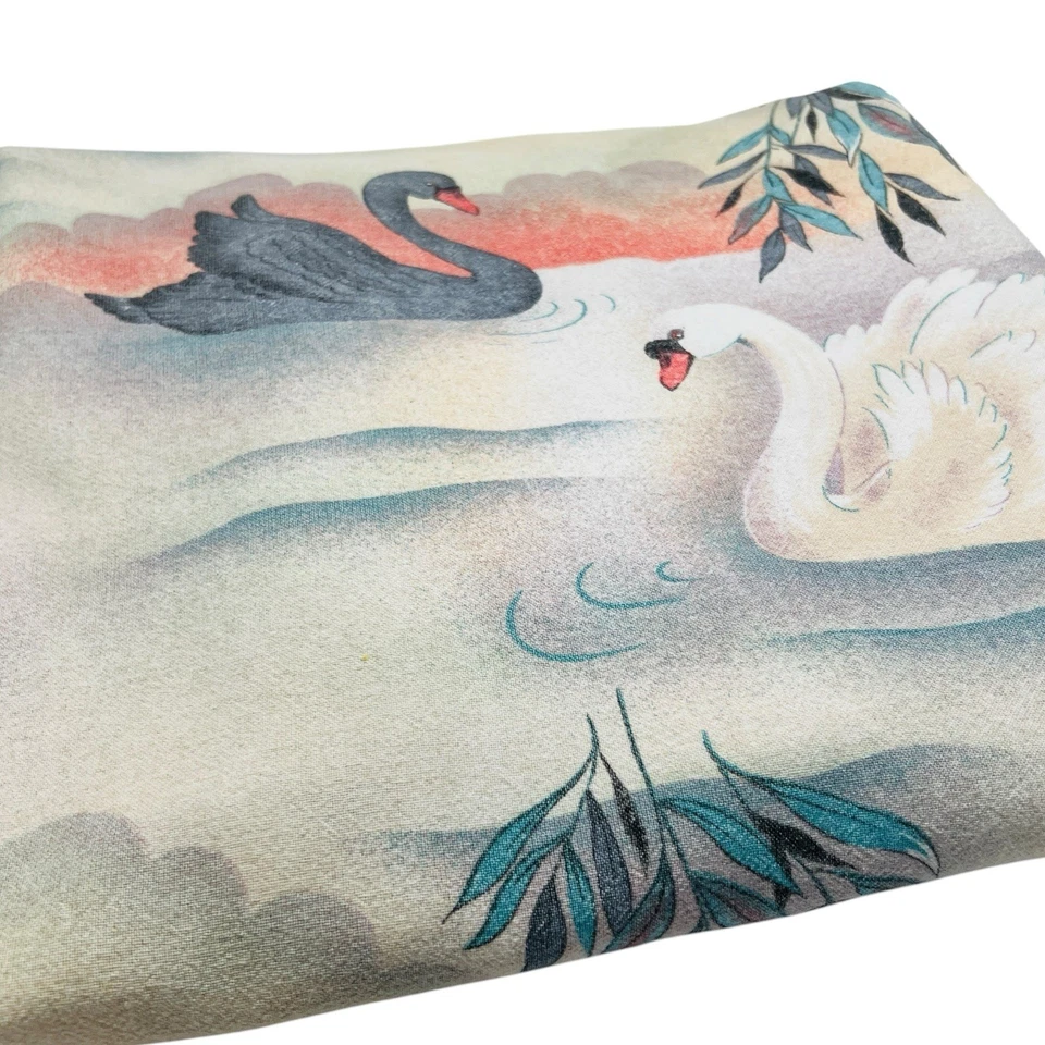 Funda nórdica de franela de algodón negra de colección Lago de los Cisnes Cottagecore cabina ropa de cama doble Foto 2 de 4