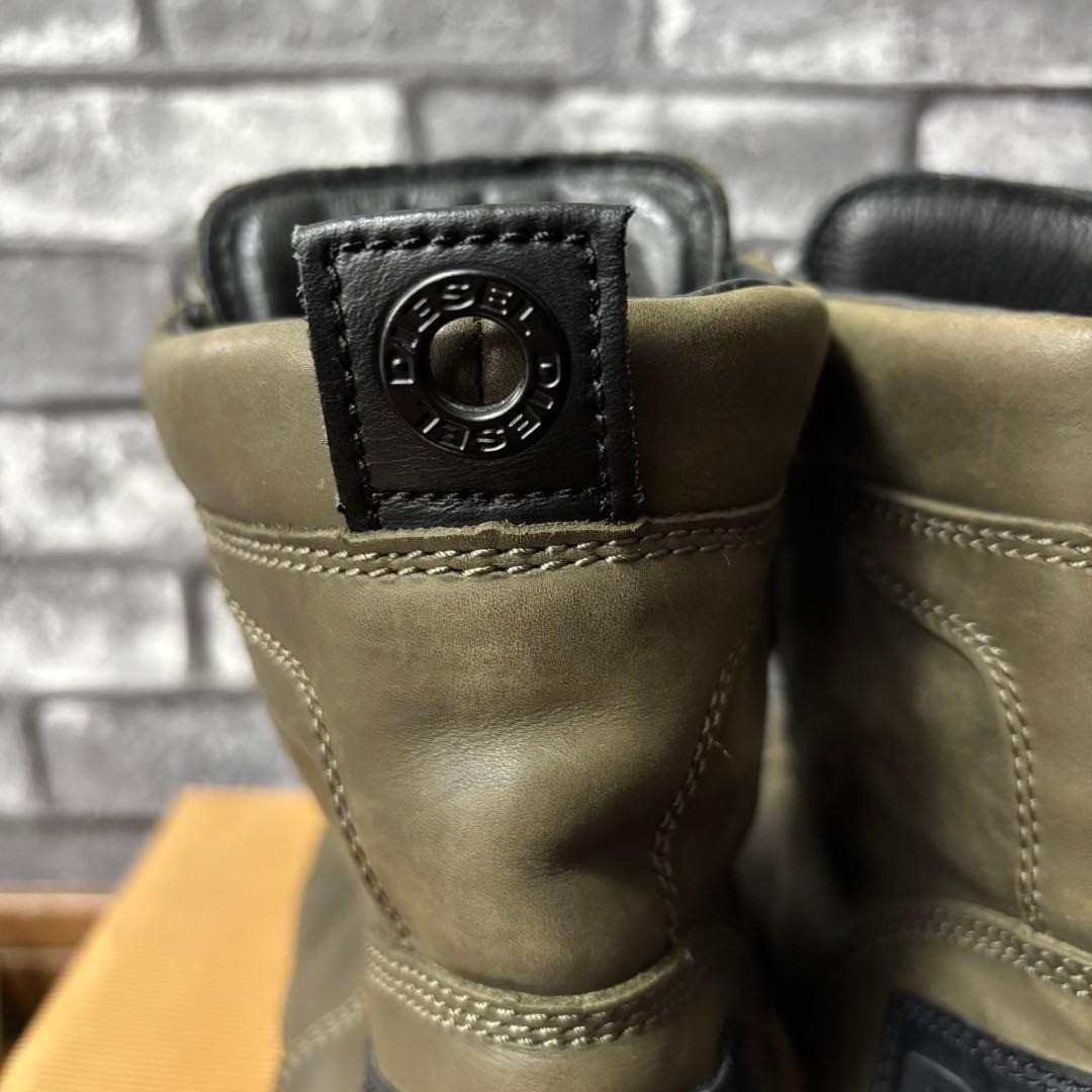DIESEL H-RUA AM Olive Night Military Boots 27cm Genuine Leather Wide Japan thumbnail 10