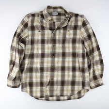 Carhartt Men  s Flannel Relaxed Fit Button Up Long Sleeve Brown Plaid L