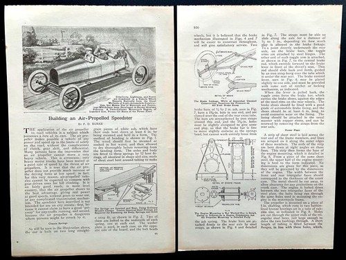 Air-Propelled Speedster 1919 HowTo Build PLANS Harley engine Cyclecar~Midget Car