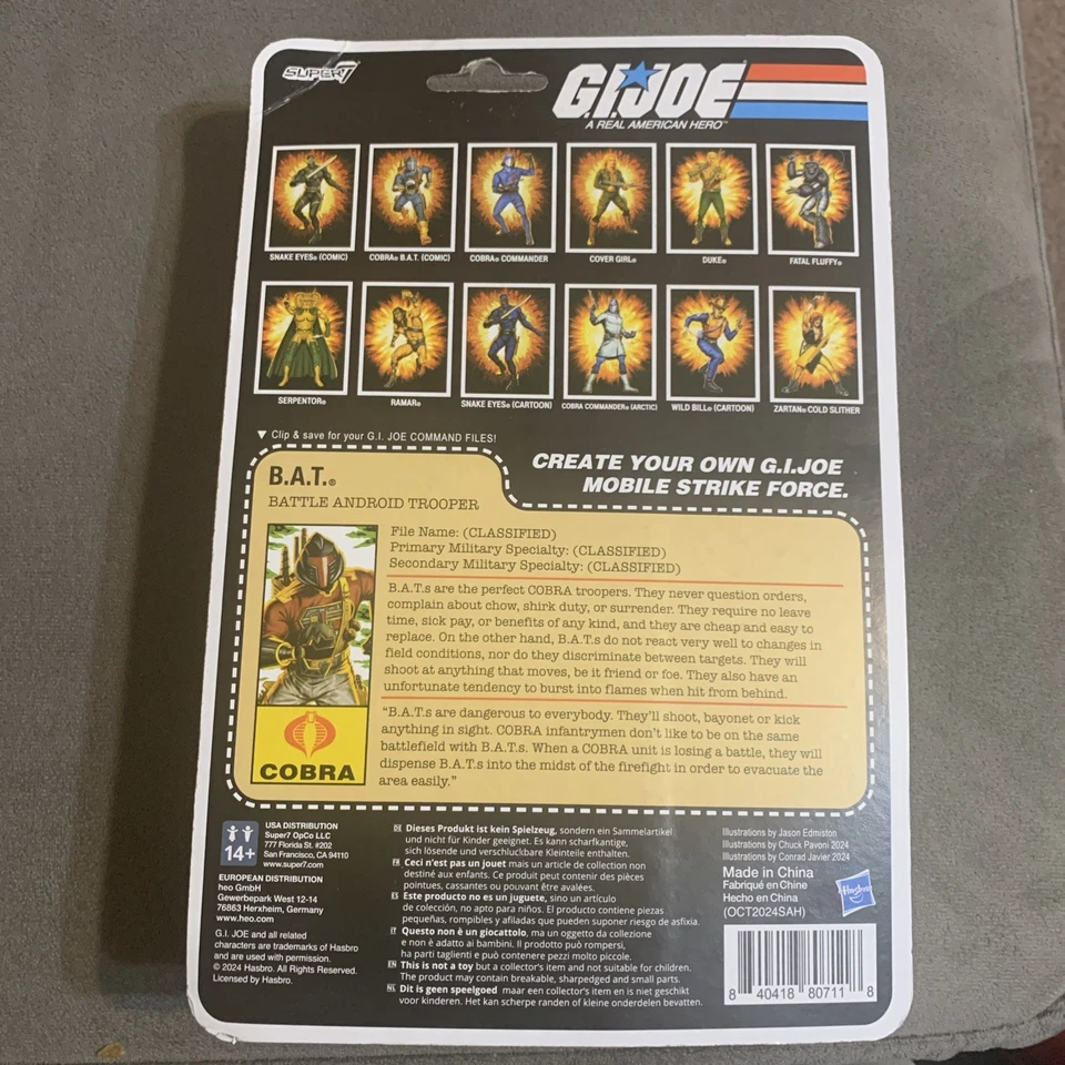 Cartão retrô exclusivo GI Joe ReAction Cobra BAT Python Patrol Target B.A.T. - Imagem 3 de 3