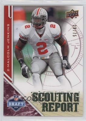 2009 Draft Edition Scouting Report Burgundy 29/75 Malcolm Jenkins Rookie RC 7k0