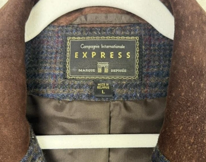 Blazer Express Vintage Mujer Grande Lana Gamuza Cuello Chaqueta Ecuestre Años 90 Foto 3 de 4