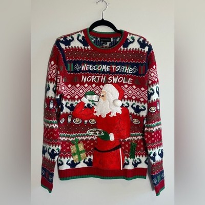 Blizzard Bay Men's ''Welcome to the North Swole'' Ugly Christmas Sweater Medium