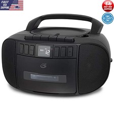 Portable CD Cassette Player Boombox W/ AM/FM Radio LCD Display Black New