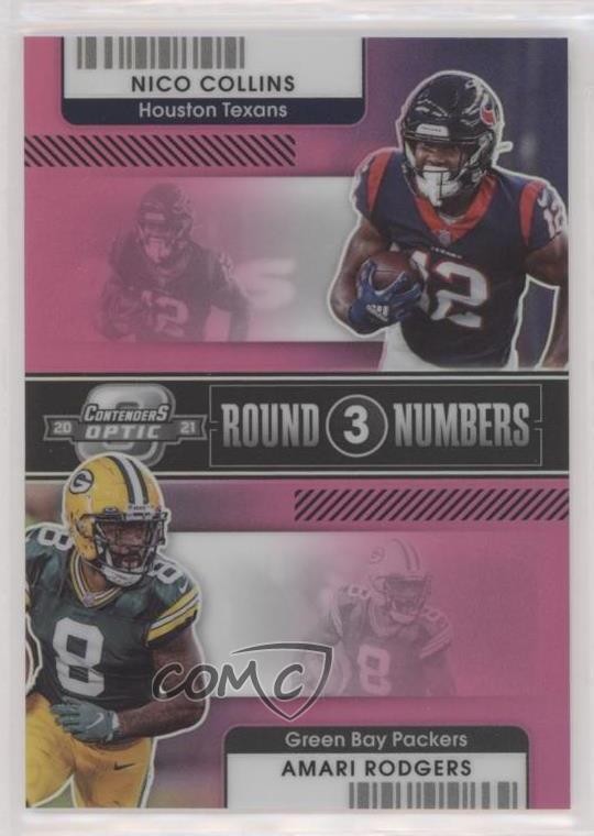 2021 Contenders Optic Pink Prizm 42/75 Amari Rodgers Nico Collins Rookie RC s3g