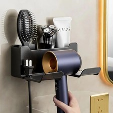 Wall Mount Hair Dryer Holder Organizer Stand Bathroom Storage Rack Shelf