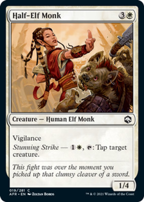 Half-Elf Monk - Damaged, English