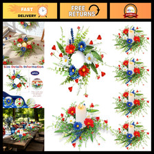 6 PCS Patriotic Candle Rings Wreaths - 4th of July Floral Decor for Home Table C
