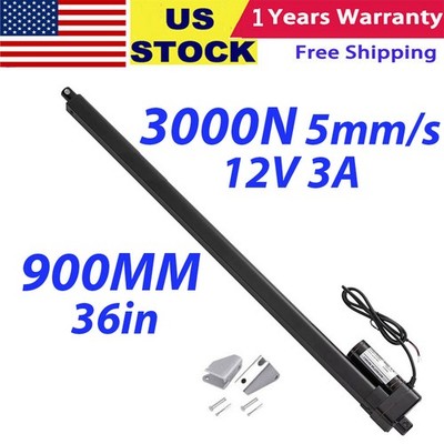 36Inch 900MM High Speed5mm/s Linear Actuator Motor 3000N DC12V Mounting Brackets