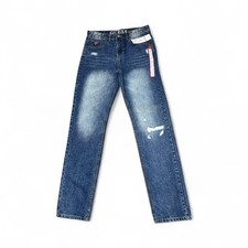 Guess Boys Straight Leg Faded Distressed Denim Jeans Blue Size 16 NWT
