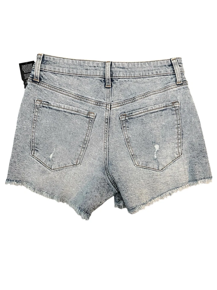 Shorts femininos BCBG de algodão cintura alta 5/27 azul denim 4” costura interna novo com etiquetas - Imagem 3 de 3