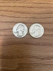 Set of 2 U S Silver Quarters 1942 1964 90% Silver Circulated Coins