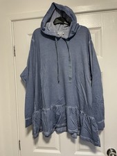 New Size 28 Blue Cotton Grill Hem Hoodie / Sweatshirt