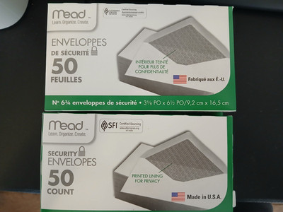 100 Mead White Gummed Mailing Envelopes 3-5/8 × 6-1/2   Open Stock (No Boxes)