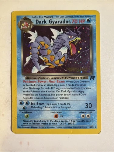 2000 Pokemon Team Rocket Dark Gyarados 8/82 Prerelease Holo Rare NM