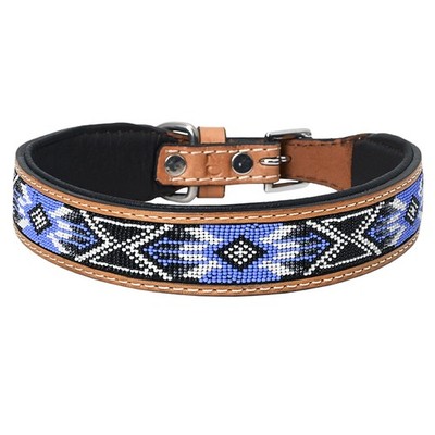 HILASON Western Style Beaded American Leather Pet Dog Collar Tan