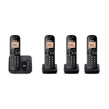 Panasonic KX-TGC224EB DECT Cordless Phone with Answering Machine, Pack of 4