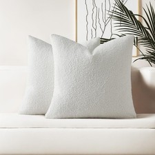 HAUSSY White Set of 2 24x24 Decorative Throw Pillow Covers, Soft Cozy European P