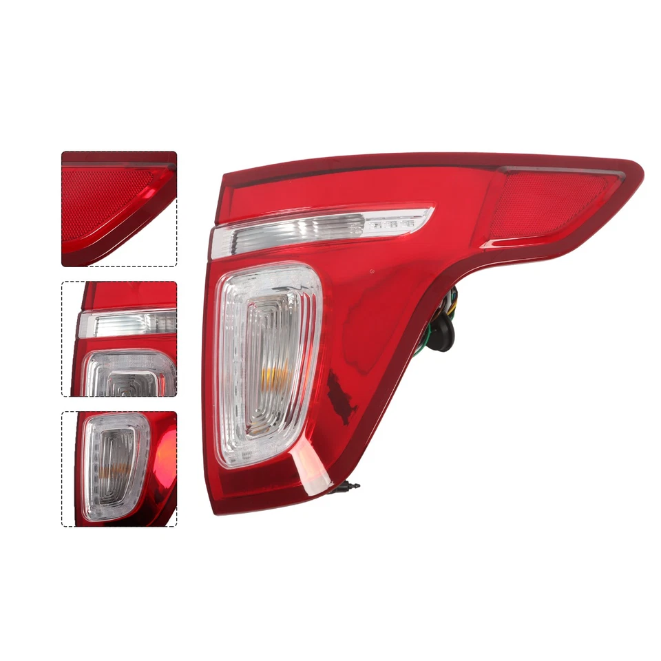LED Tail Light For 2011-2015 Ford Explorer Red Clear With Bulbs Passenger Side - Image 4 of 4