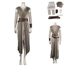 The Force Awakens Rey Cosplay Costume Halloween party Rey grey dress full set