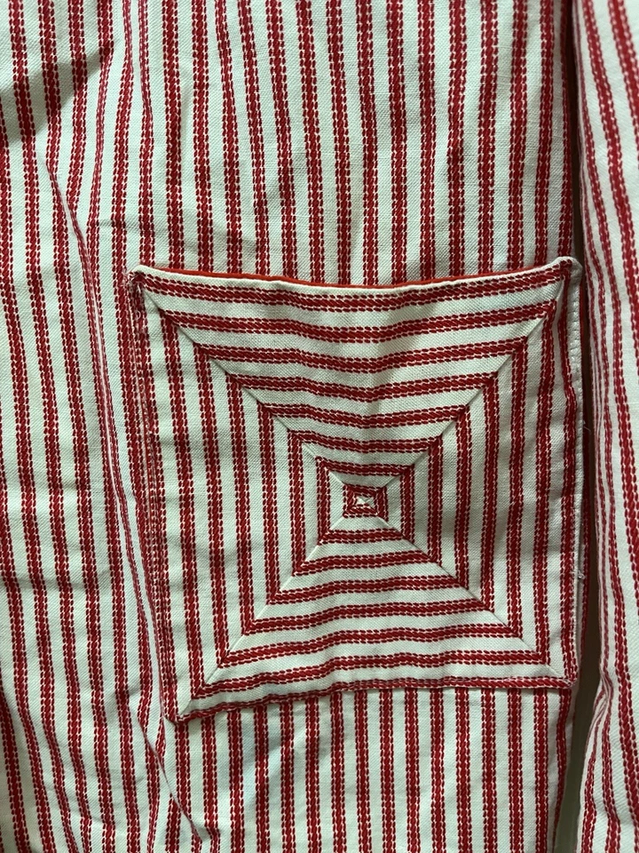 VTG Sailor Jacket Blazer Handmade Red White Stripe Nautical Wood Button Pockets - Image 4 of 4