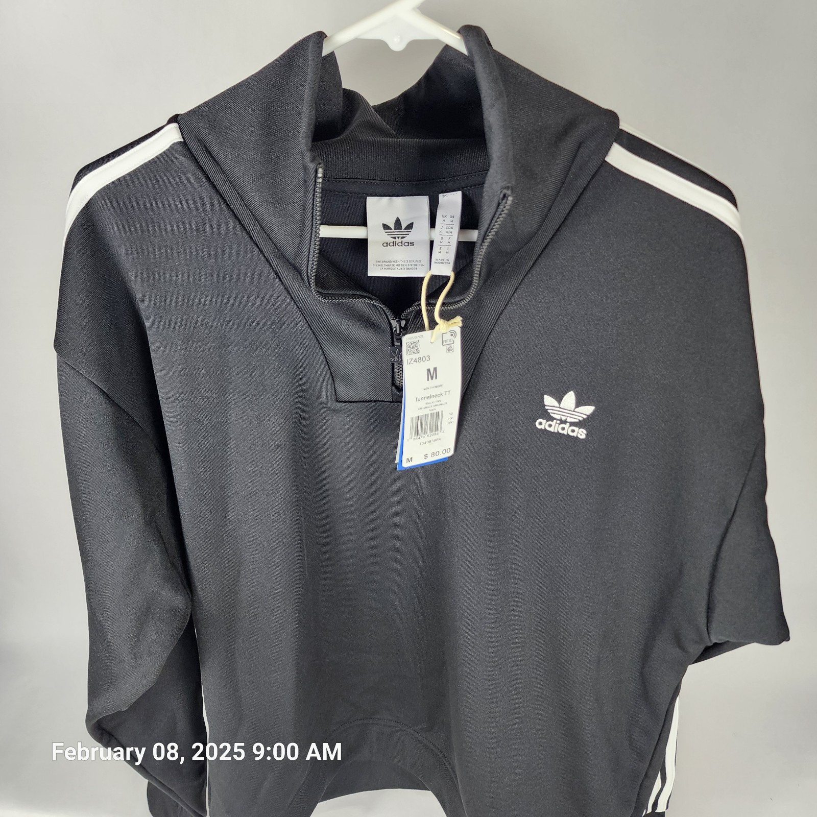 Adidas Adicolor Funnel Neck Track Top Men's Medium Black 1/4