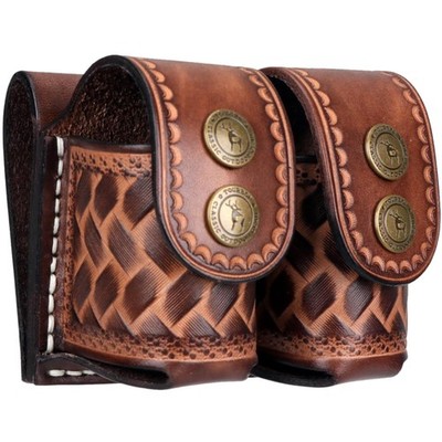 Top-Grain Leather Speedloader Holder - Snap Closure