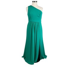 Adrianna Papell Women's Formal Dress Size 16 Green Chiffon One Shoulder A-Line