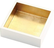Lacquer Cotail Napkin Holder Ivory & Gold, 1 Each