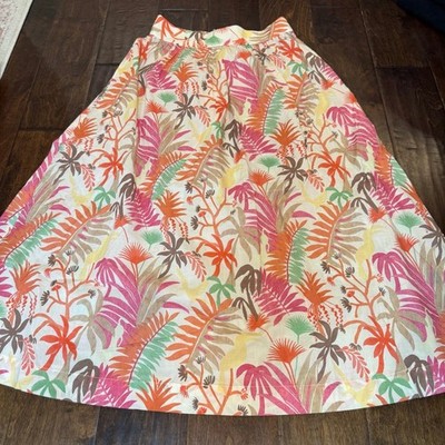 J. McLaughlin Lesley Midi Skirt Jungle Melody size 6 Vacation Boho Tropical