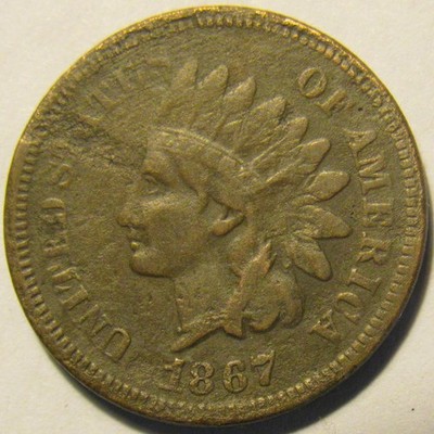 1867 INDIAN HEAD CENT, FINE DETAILS  ~  SEMI-KEY, SOME ENVIRONMENTAL DEGRADATION