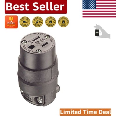Durable Rubber Grounding Cord Outlet 15 Amp, 125 Volt, NEMA 5-15R - Black
