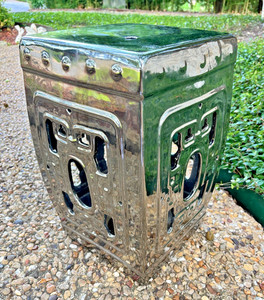 Safavieh Dynasty Filigree Silver Chinese Ceramic Garden Stool Square Pierced