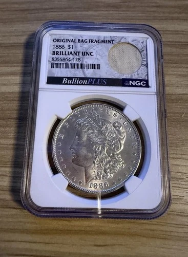 1886 Morgan Silver Dollar NGC Original Bag Fragment Brilliant Uncirculated