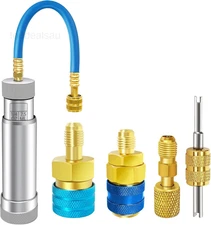 AC Oil Injector for R1234YF, R134A, R410A, HVAC Dye Oil Injector with 1/4" SAE