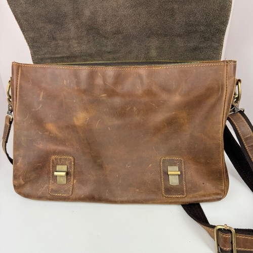 Kattee Mens Crazy Horse Brown Leather Satchel Briefcase 16" Laptop Messenger Bag - Bild 9 von 19