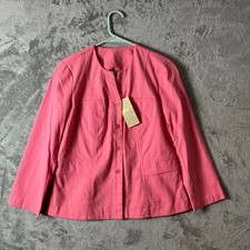 Sigrid Olsen Pink Textured Blazer Jacket Button Front Lightweight Career SM New