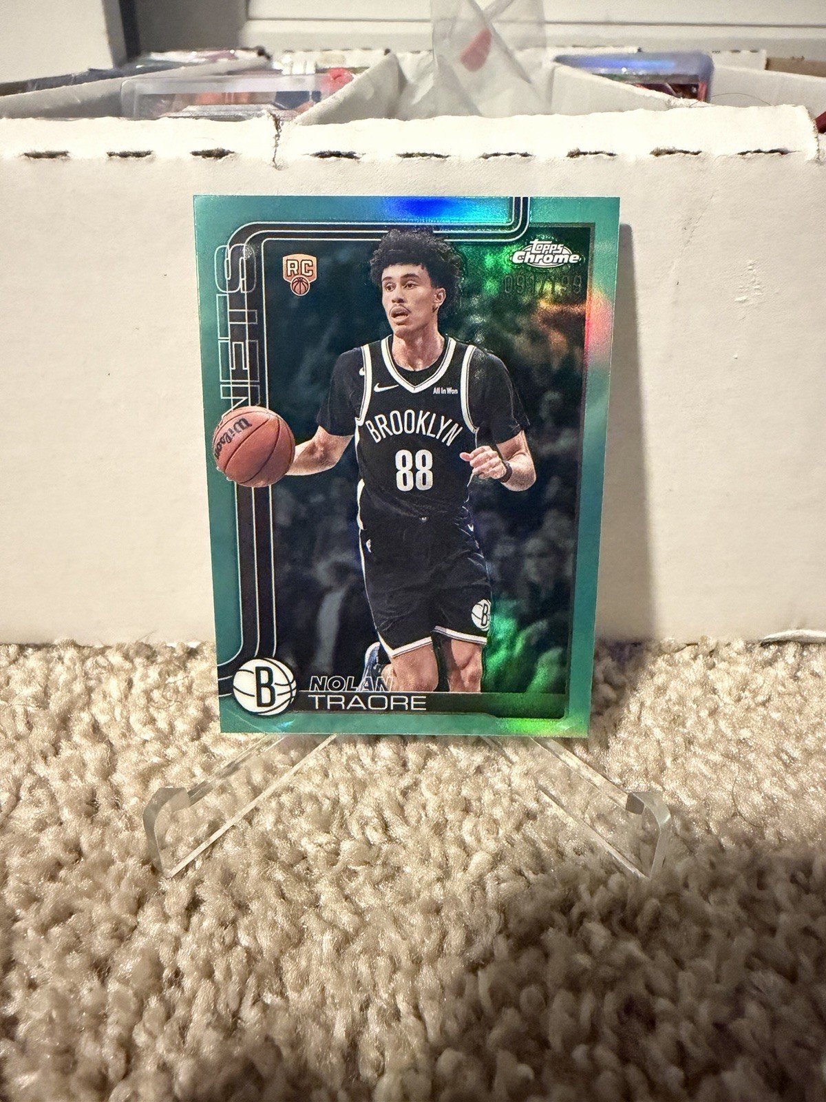 Nolan Traore 2025-26 Topps Chrome Update Aqua Refractor Rookie RC #/199 Nets