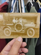 Antique  RPPC – Brass Era Maxwell Automobile w/ Obermeyer & Liebmann Beer Sign –