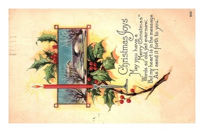 Postcard: Christmas Joys May lay you have a Merry Christmas'' Words so